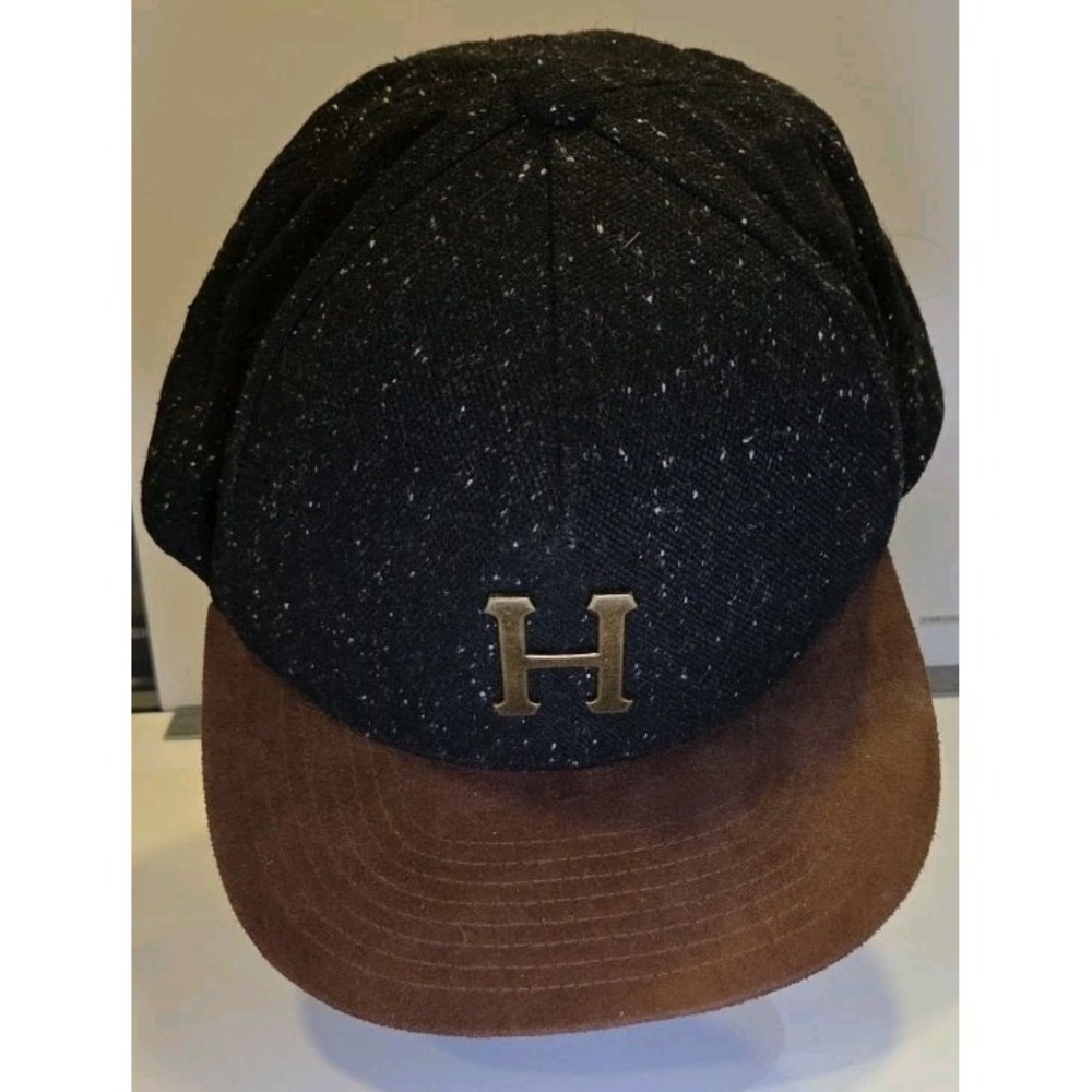 HUF Logo Hat Brown Leather Strapback